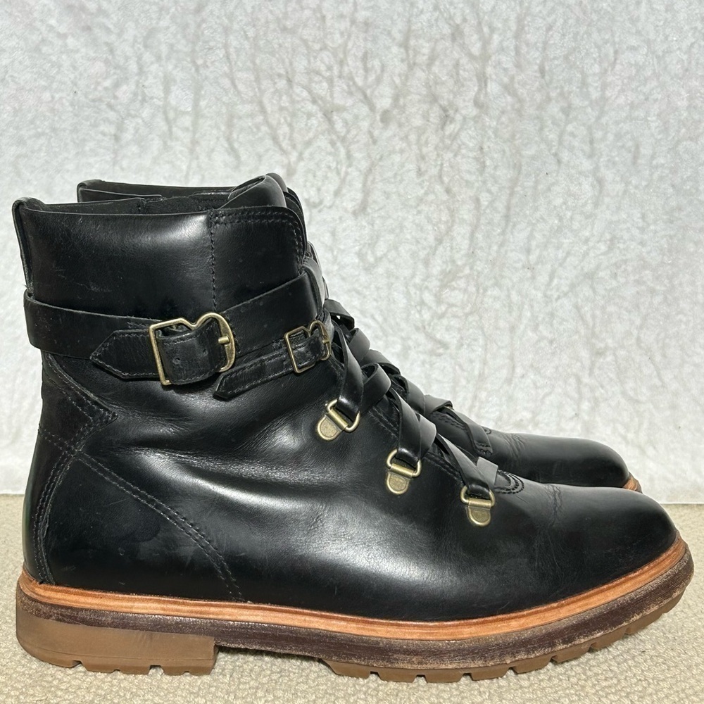 Timberland Womens Black Leather Riley Flair Hiker Lace/Buckle Boots Shoes SZ 8